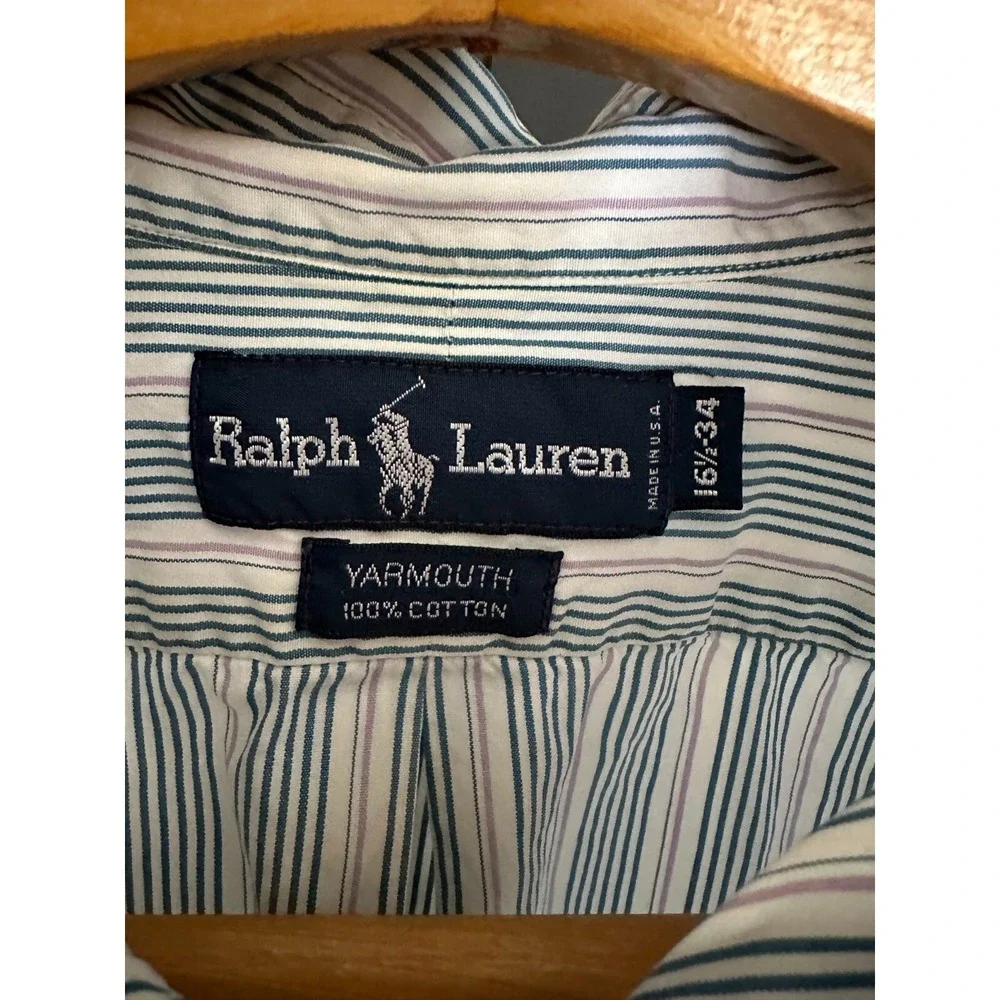 Polo Ralph Lauren Shirt Mens Yarmouth Button Up Stripe 16.5